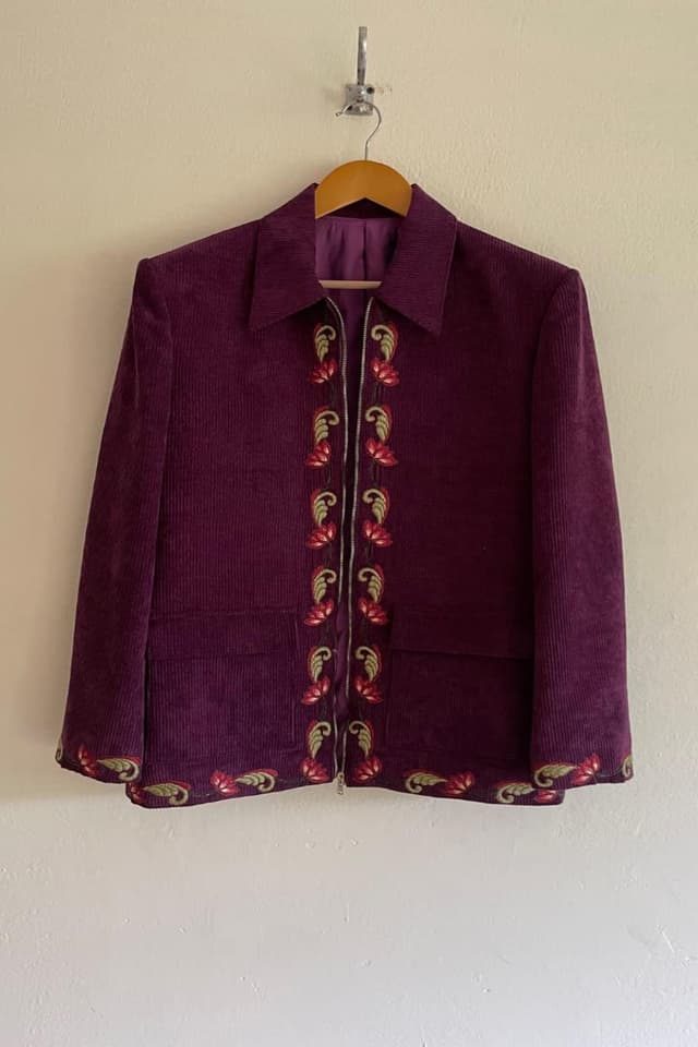 Burgundy Lotus Two Piece Corduroy Set