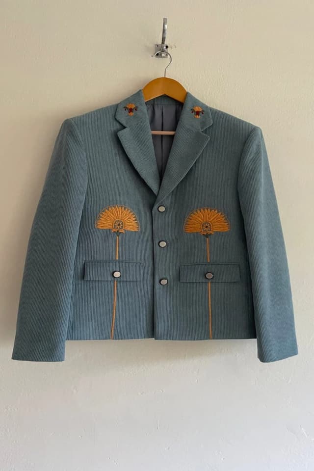 Egyptian Blue Lotus Notch Lapel Suit