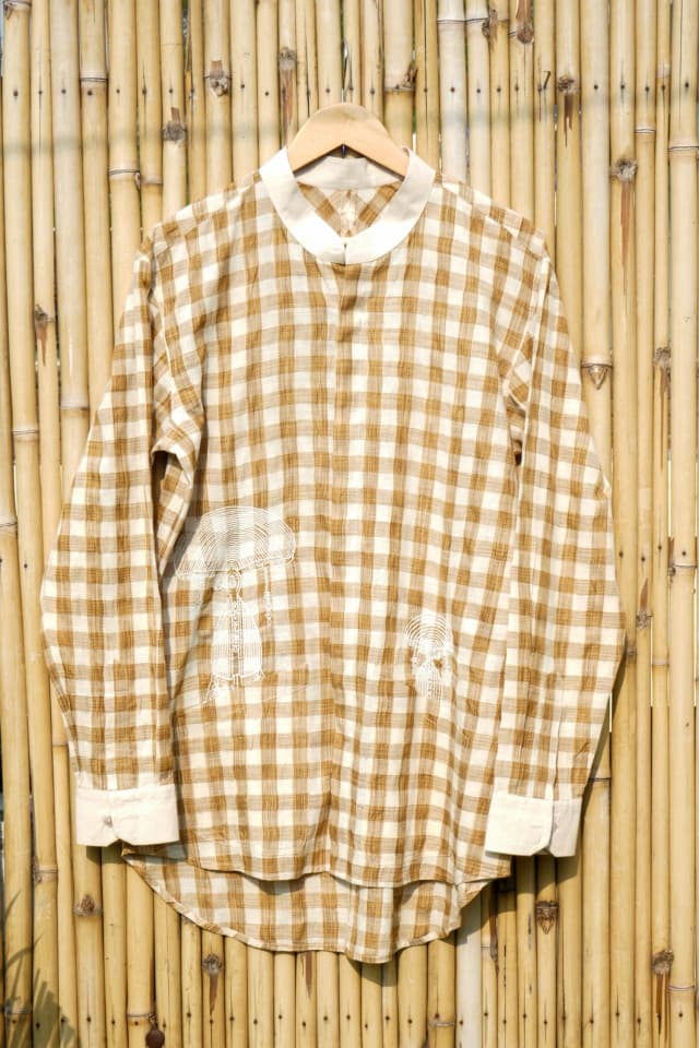 Ghingham Mushroom Kurta Shirt