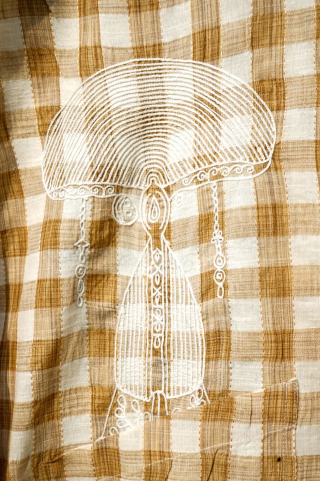 Ghingham Mushroom Kurta Shirt-hover