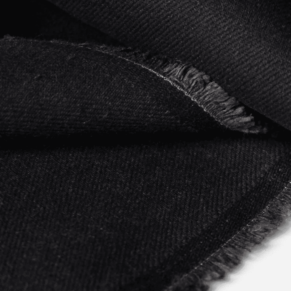 Jet Black Cotton Drill Fabric | Heavyweight Twill